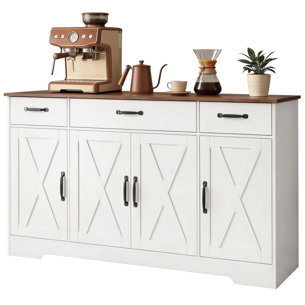 Credenza con 4 ante e 3 cassetti ¨C zephmum ¨C bianco, legno, 60x40x