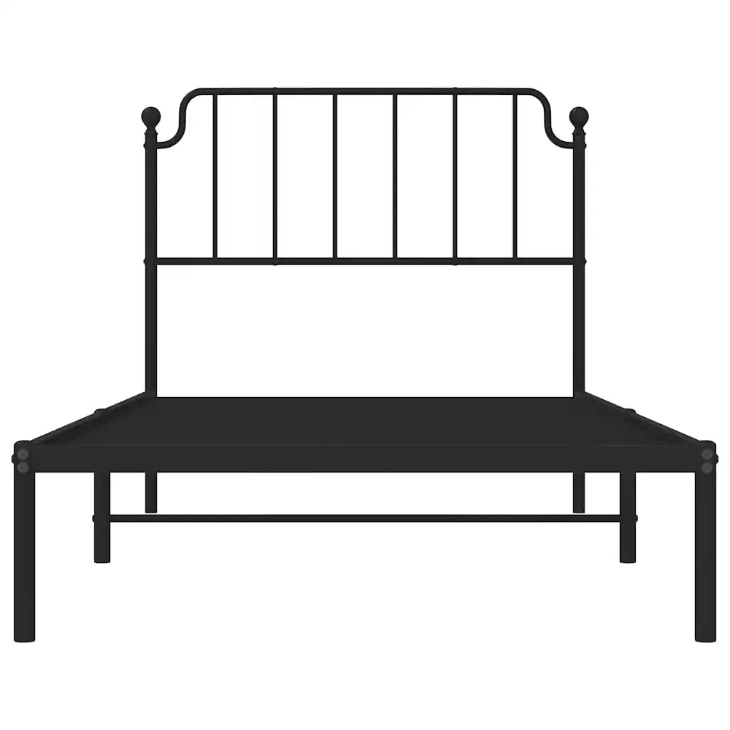 Giroletto con Testiera in Metallo Nero 100x190 cm 373881