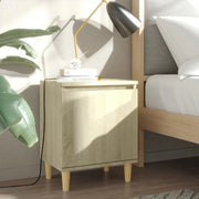 Comodini Gambe in Legno Massello 2pz Rovere Sonoma 40x30x50cm 805822