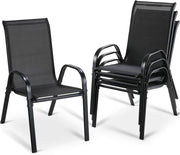 Sedia da giardino impilabile, da campeggio, impilabile, con schienale alto, in acciaio textilene, per giardini, cortili, balconi, ristoranti, 150 kg, portata: 54 x 69 x 93 cm 4pcs