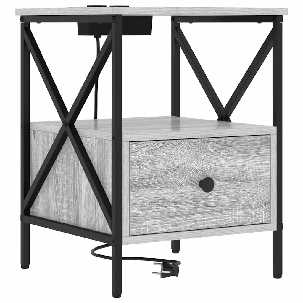 Armadio da Notte con cassetto Grigio Sonoma 41,5 x 40,5 x 55 cm 859556