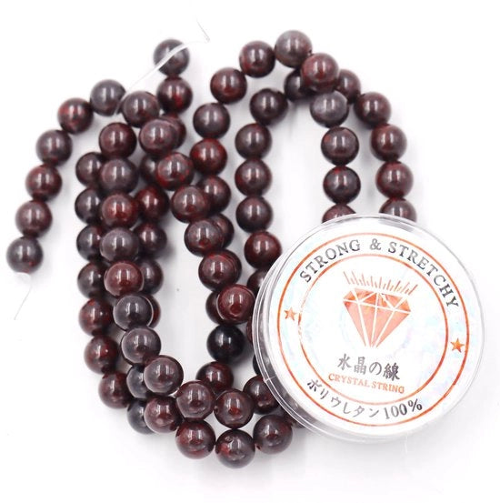Kralen con corda per la creazione di accessori DIY Pietre per collane energetiche Armband curativo 8 mm = 96 pezzi e 1 rotolo di corda Klaproos Jaspis 8 mm