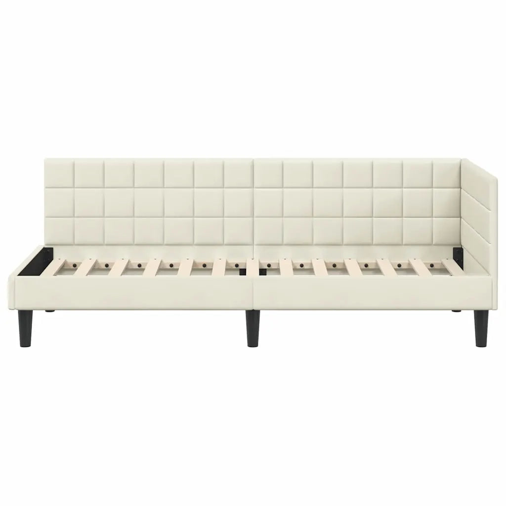 Cornice del letto ad angolo Crema 80 cm x 200 cm Velluto 42016415