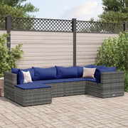 Set Divani da Giardino 6 pz con Cuscini in Polyrattan Grigio