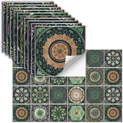 24 pezzi di adesivi per piastrelle autoadesivi in vinile acqua-resistente per parete di cucina, bagno, parete di piastrella, camino, armadietto, decorazione adesivi, HZ-58, 10 x 10 cm