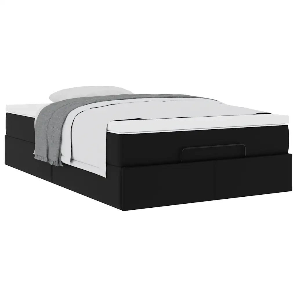 Struttura Letto Pouf con Materasso Nero 120x190 cm Similpelle 3311026