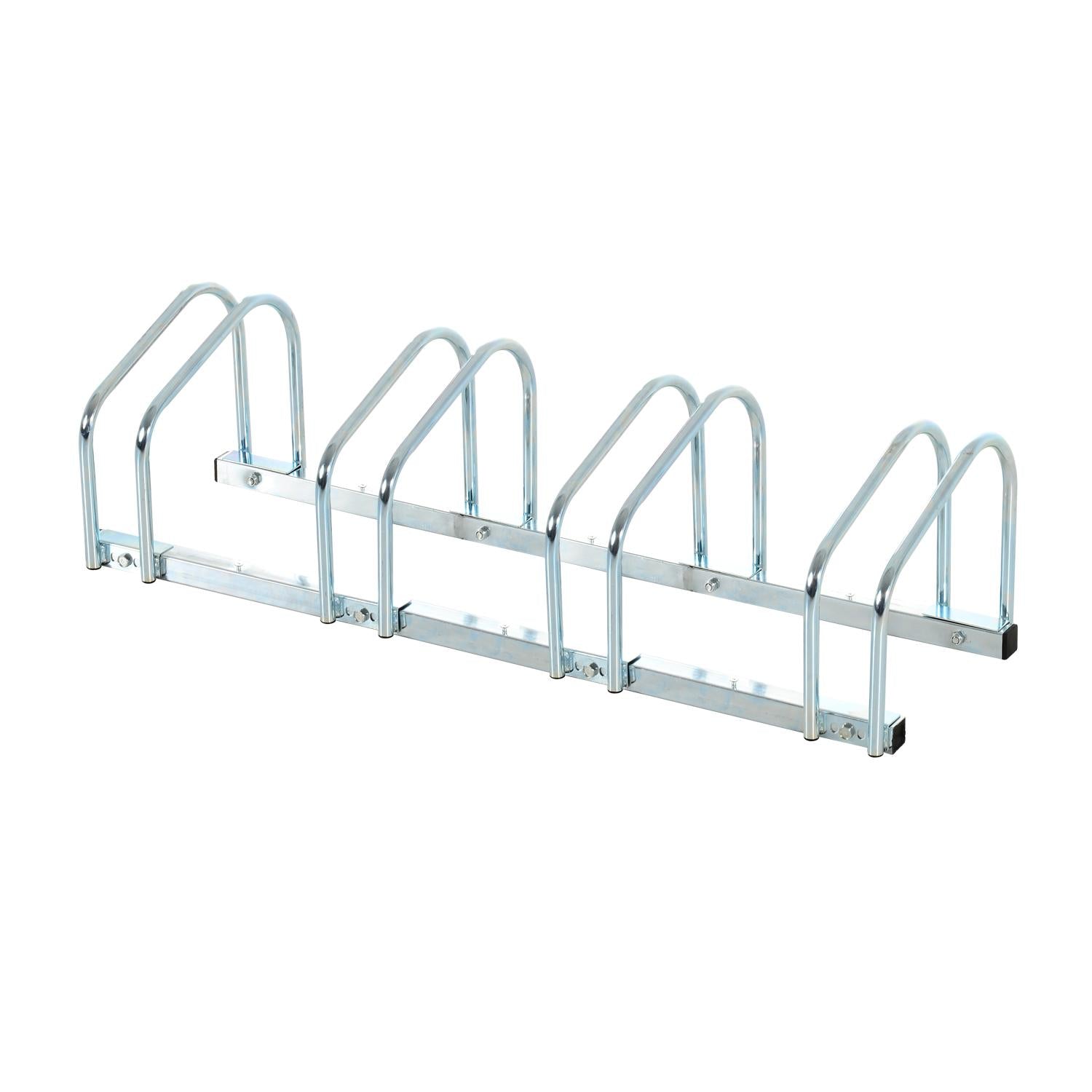 Rastrelliera Portabici 4 Posti in Acciaio 95x33x27 cm Argento