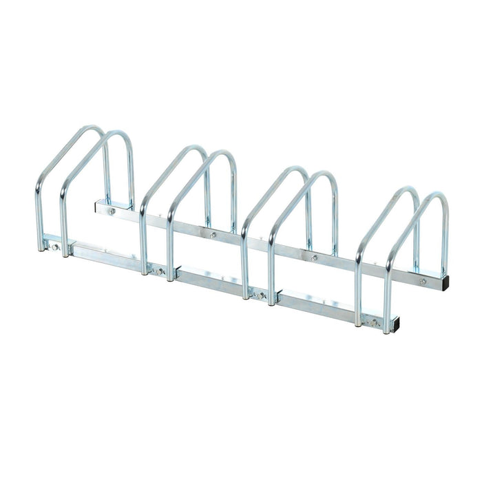 Rastrelliera Portabici 4 Posti in Acciaio 95x33x27 cm Argento