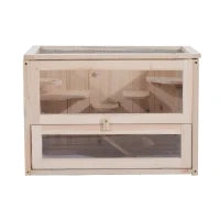 Pawhut Gabbia per Criceti e Piccoli Roditori in Legno di Abete 60x35x42cm