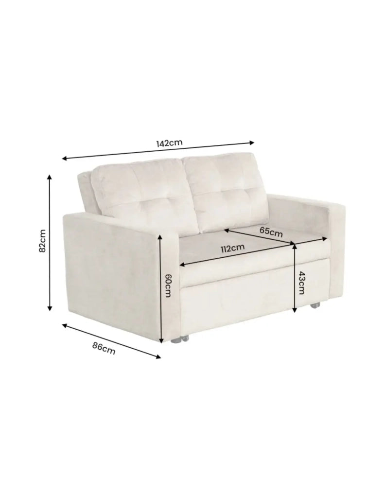 Divano PRESTO convertibile 2 posti in velluto - Verde scuro - 142 x 82 x 86 cm