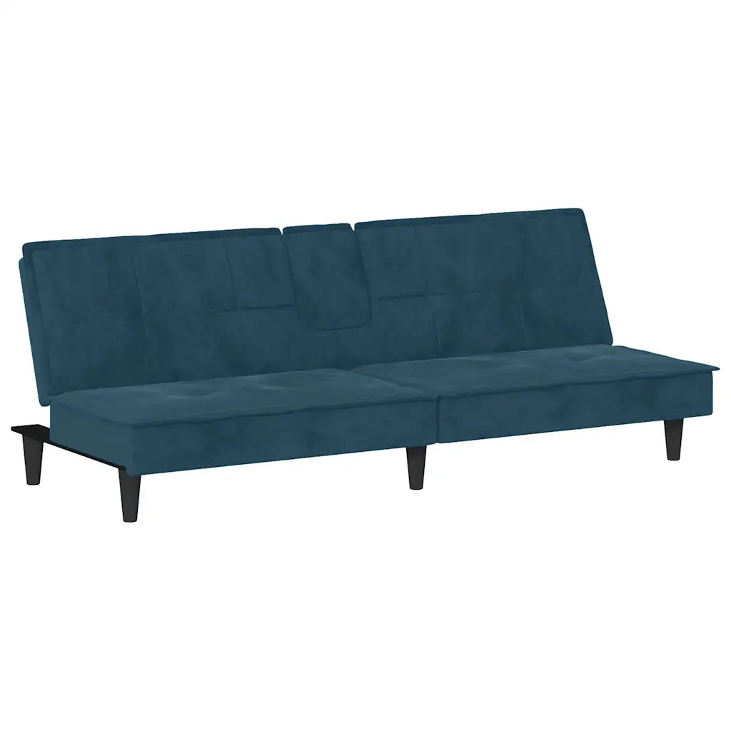 Divano Letto con Portabicchieri in Velluto Blu