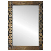 Specchio da Parete | Specchio decorativo Rettangolare Marrone Noce 70 x 50 cm