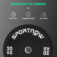 Set di 2 Dischi Palestra da 20kg per Bilanciere e Manubri con Attacco Ø5cm, Nero