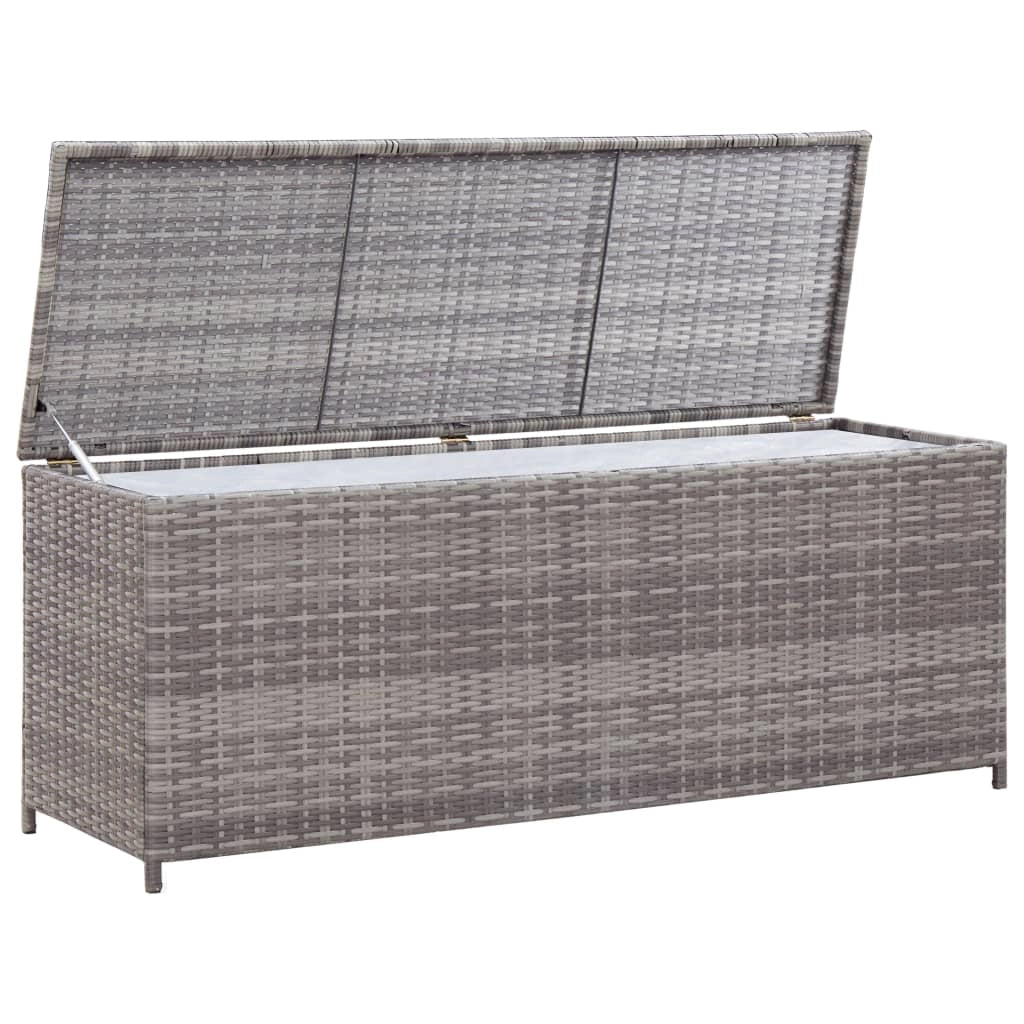 Contenitore/box da giardino 120 x 50 x 60 cm resina intrecciata grigia 02_0013080