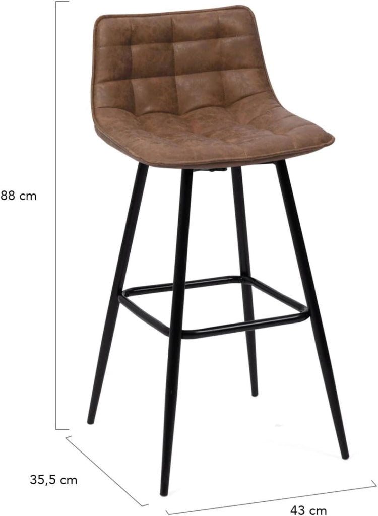 Set di 4 sgabelli da bar in velluto marrone vintage MADY
