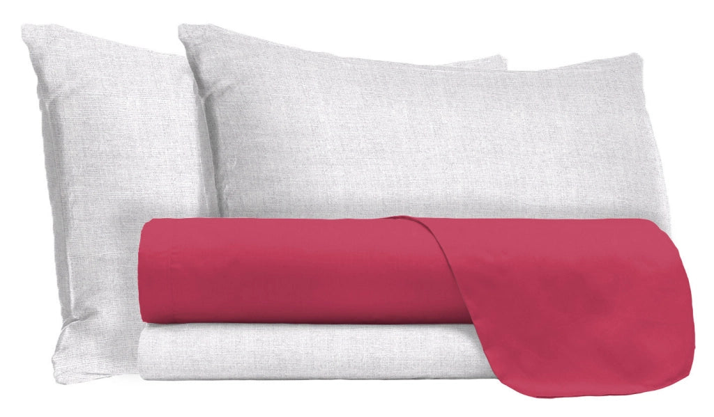 Set Lenzuola Singolo Sopra Sotto e Federe in Cotone Fragola