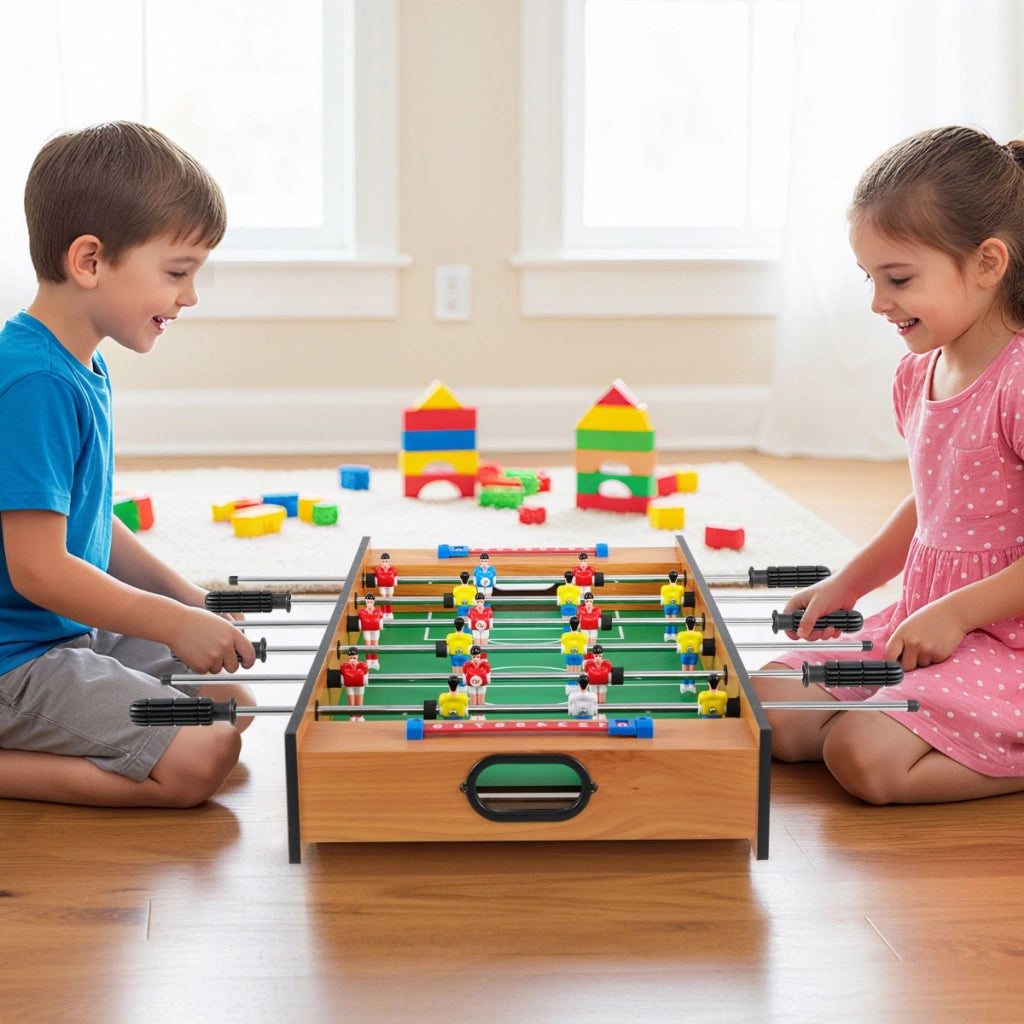 Tavolo multi gioco 2 in 1 con design compatto per calcio balilla e hockey da tavolo per adulti e bambini Legno naturale-Stanza dei giochi