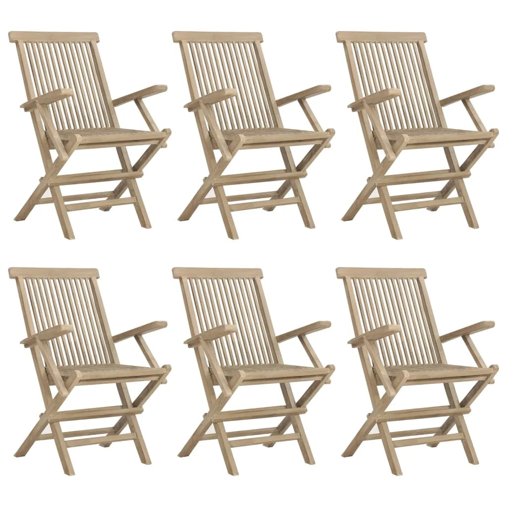 Set di mobili da giardino mobili da esterno 7 pezzi legno massello di teak grigio 02_0017435