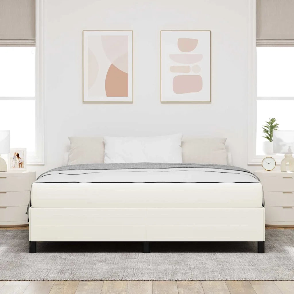 Struttura del letto con materasso Crema 180 x 200 cm Tessuto