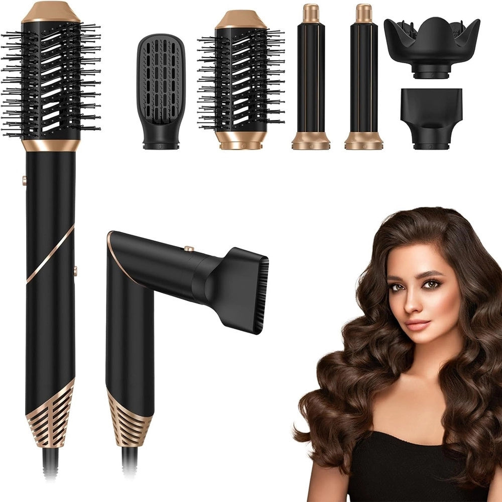 Trade Shop - Asciugacapelli Spazzola Ad Aria Calda Arricciacapelli 6in1 Multifunzione Styling Diffusore -