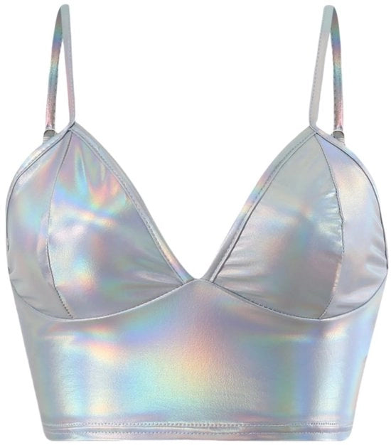 Top da donna a manica corta con spalline - metallizzato - senza maniche - V - collo - cinturino regolabile - leggero e traspirante