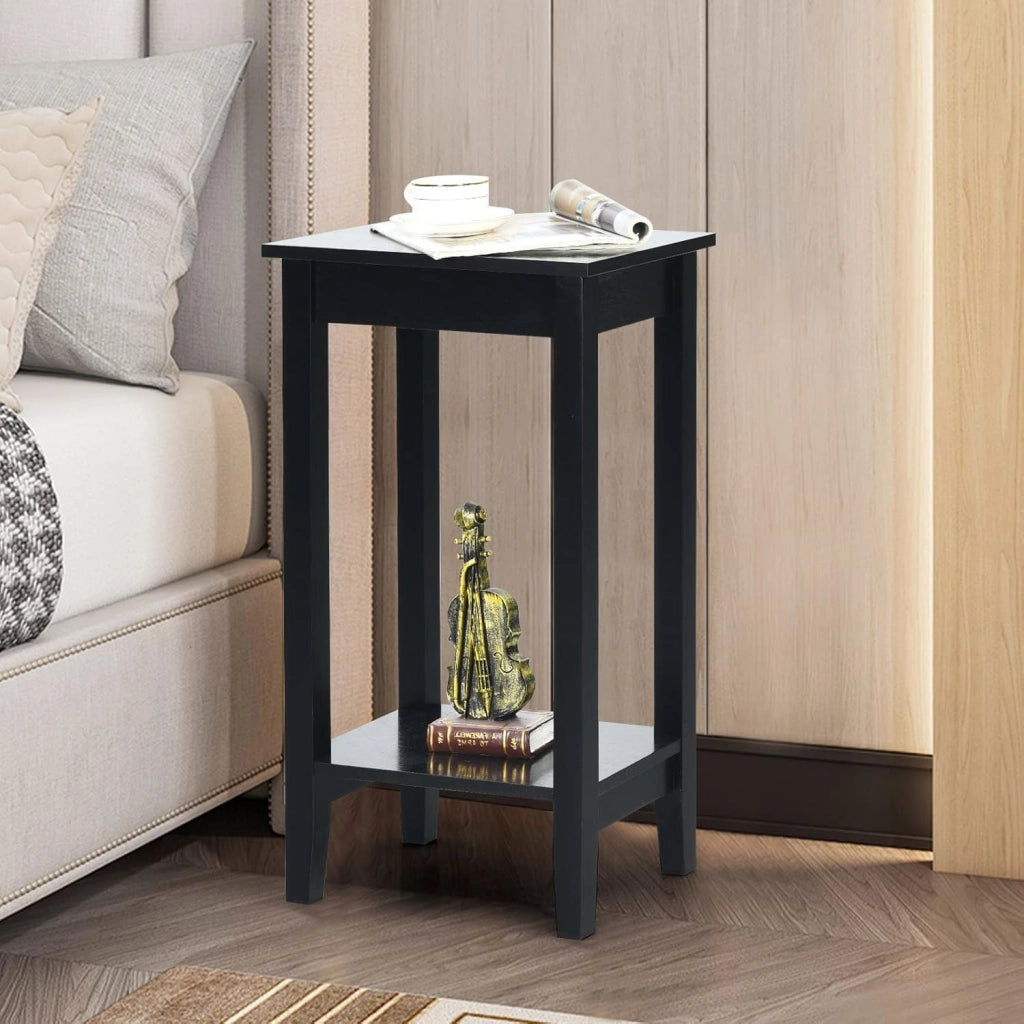 Tavolino da Divano in Legno, Comodino a 2 Livelli con Scaffale, Tavolino da Salotto Semplice, Adatto per Camera di Letto, Soggiorno, Ufficio, 39,5 x 29,5 x 74 cm, 3 Colori