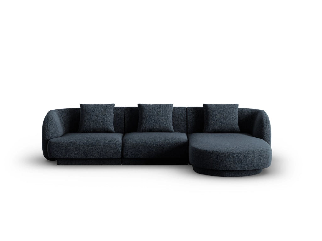 Cosmopolitan Design - Divano angolare destro "Tulum" 4 posti in ciniglia blu reale 