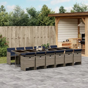 Set da Pranzo da Giardino 13pz con Cuscini Grigio in Polyrattan 3277711
