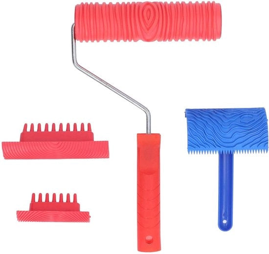 Kit di decorazione per parete - Rolschildergereedschap - Set con manico a mano 

(Nota: Rolschildergereedschap è un termine tecnico, quindi è stato mantenuto per la precisione, ma potrebbe essere tradotto come "kit di decorazione per parete")