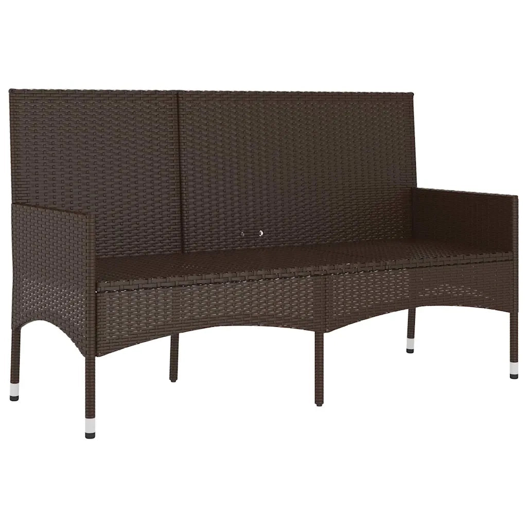 Panca da Giardino a 3 Posti con Cuscini in Polyrattan Marrone 319491