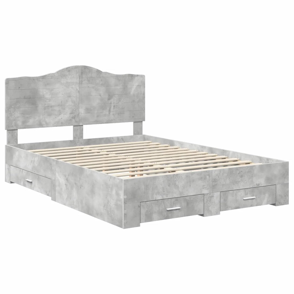 Struttura del letto con testiera Grigio cemento 140 x 190 cm