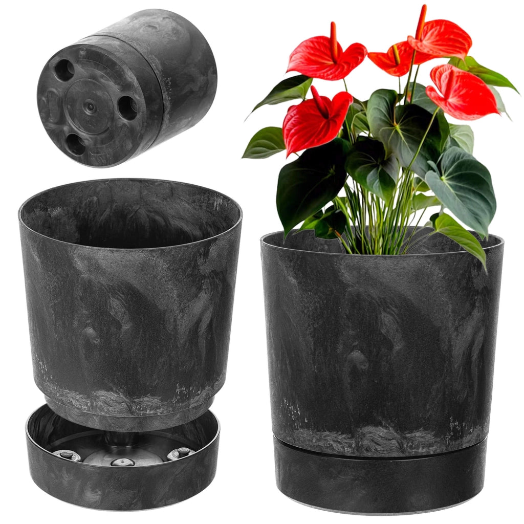 Vaso da fiori KADAX con supporto, rotondo, in plastica, 20 cm