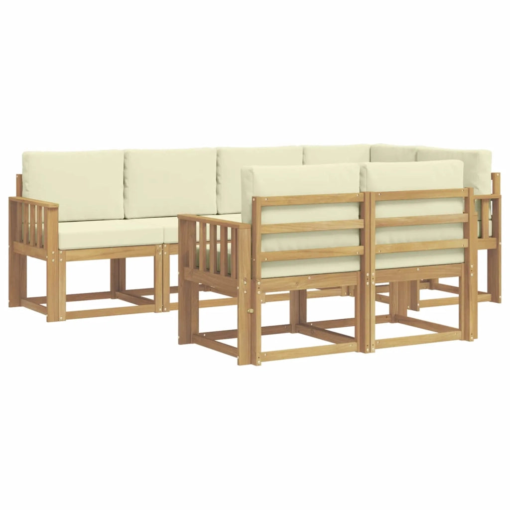 Set di divani da esterno 7 pz Bianco e Crema Poliestere 3387764