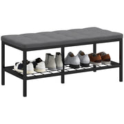 Panca con cuscino e ripiano per scarpe ¨C zephmum ¨C grigio 90x41x40 cm