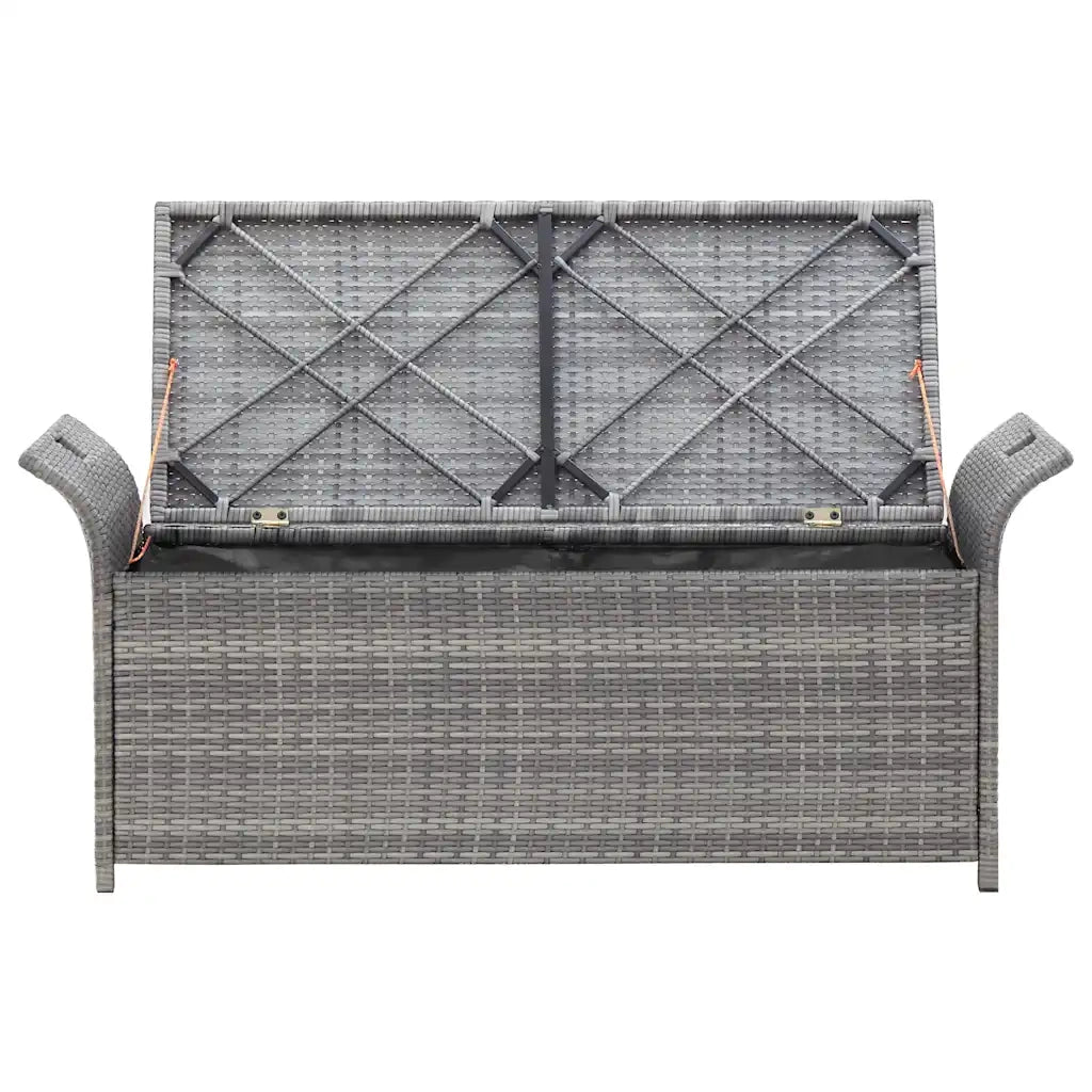 Cassapanca con Cuscino-Baule-Panca con ContenitoreGrigia 138 cm in Polyrattan