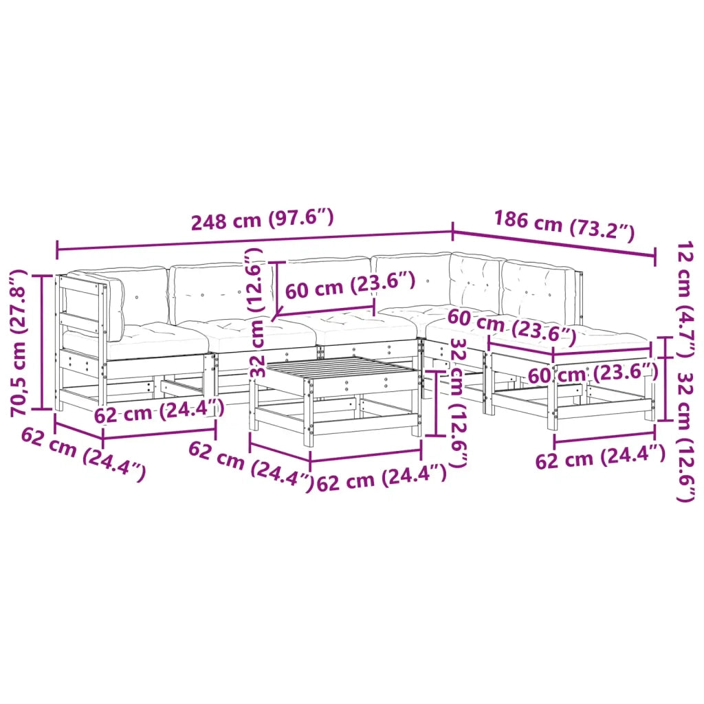 Set Lounge da Giardino 7 pcs Marrone Cerato 3418116