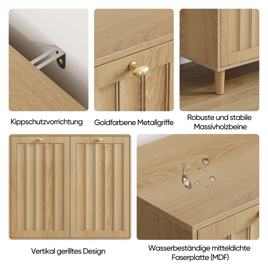 MOBILE PORTABIANCHERIA Inclinato 69,5x39x70,5 cm Rovere con 2 cestini rimovibili