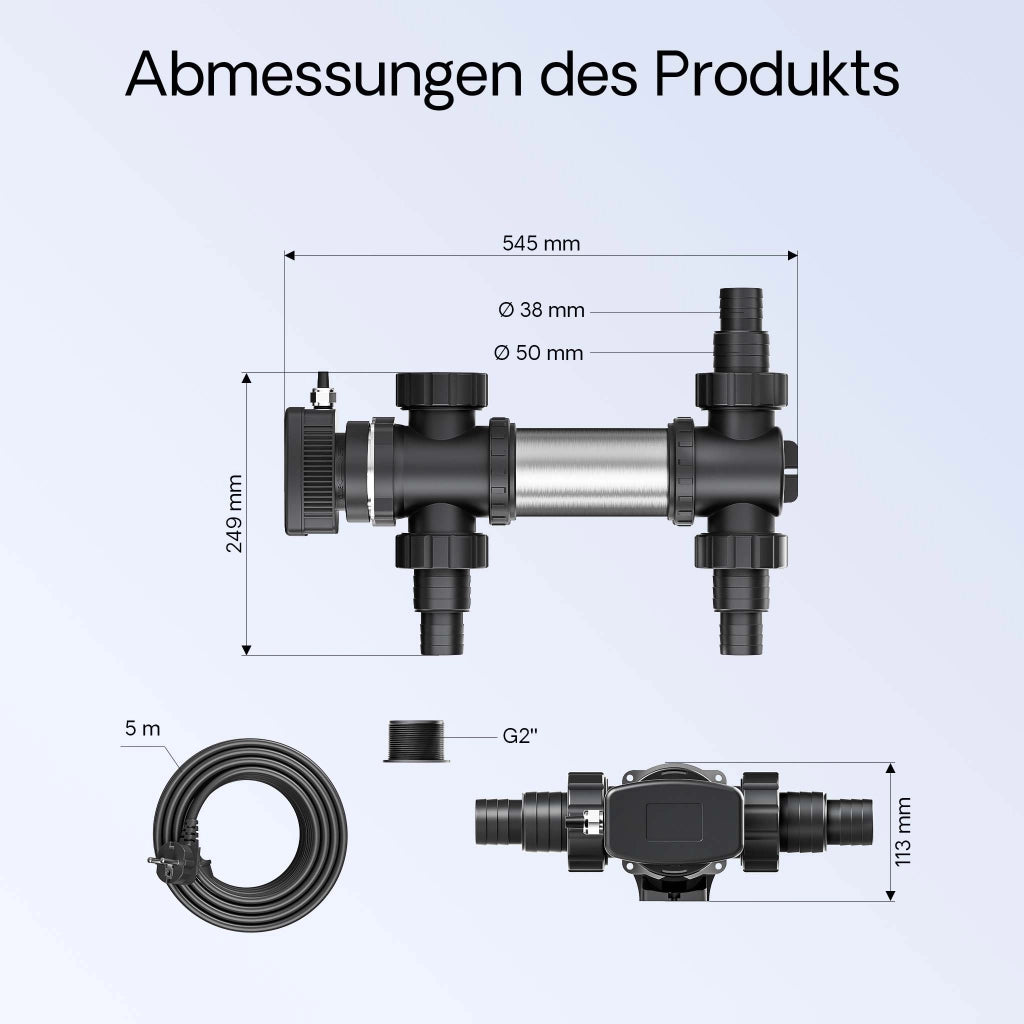 CUV-724 Chiarificatore per laghetti in acciaio inox 24W Sterilizzatore UVC
