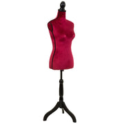 Manichino legno e gommapiuma, tessuto rosso, 24x37,5x168h cm