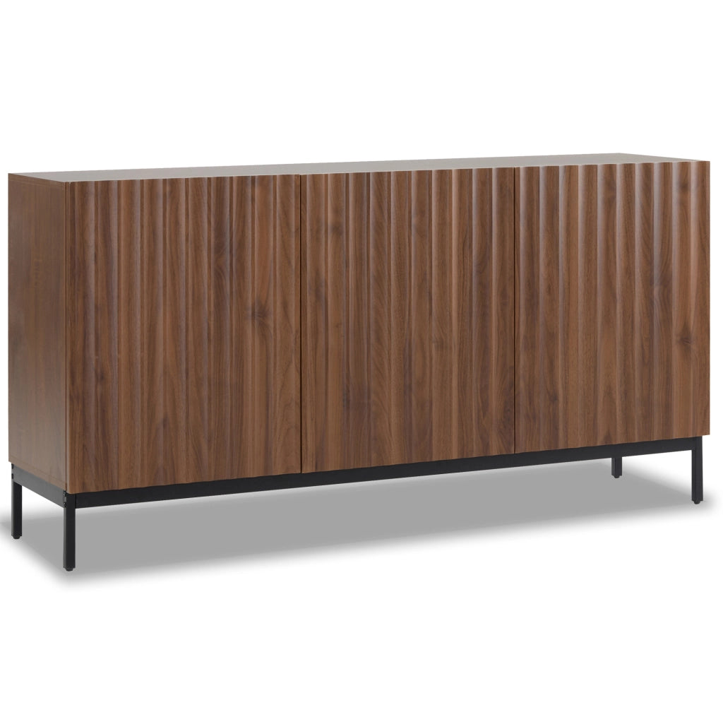 Sideboard 150x40x80 cm in MDF con design ondulato 3D e 2 ripiani regolabili