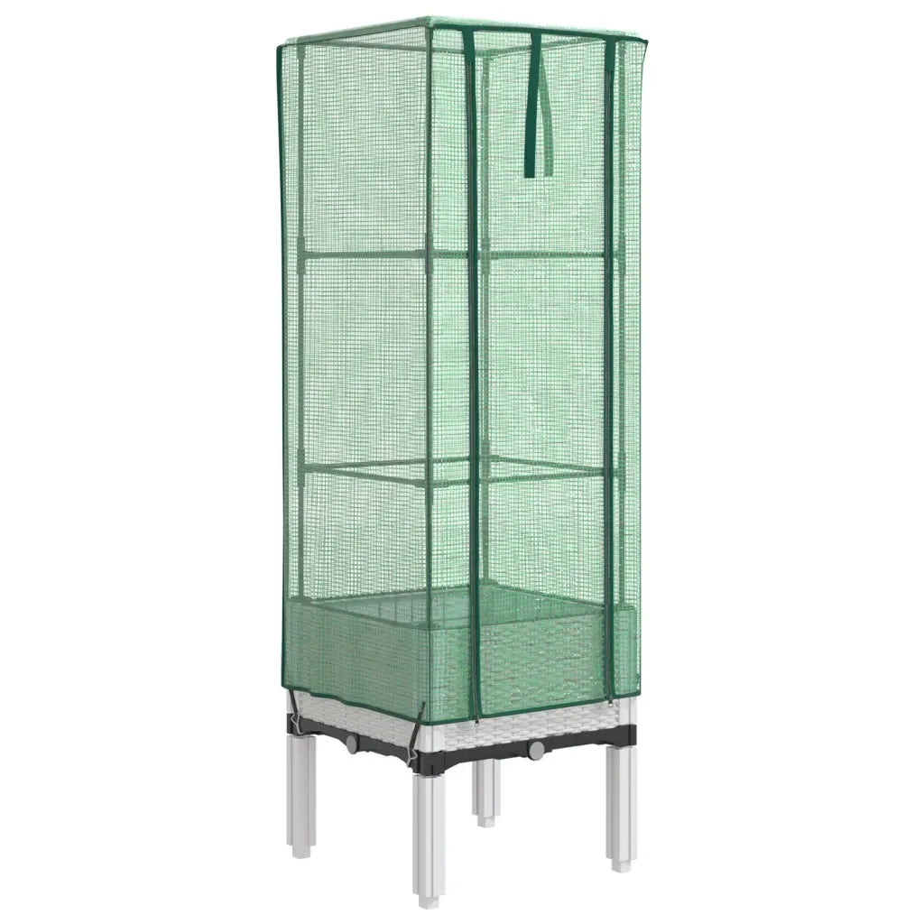 Fioriere | Cassetta per fiori | Letto Rialzato con Copertura Serra Effetto Rattan 40x40x140 cm