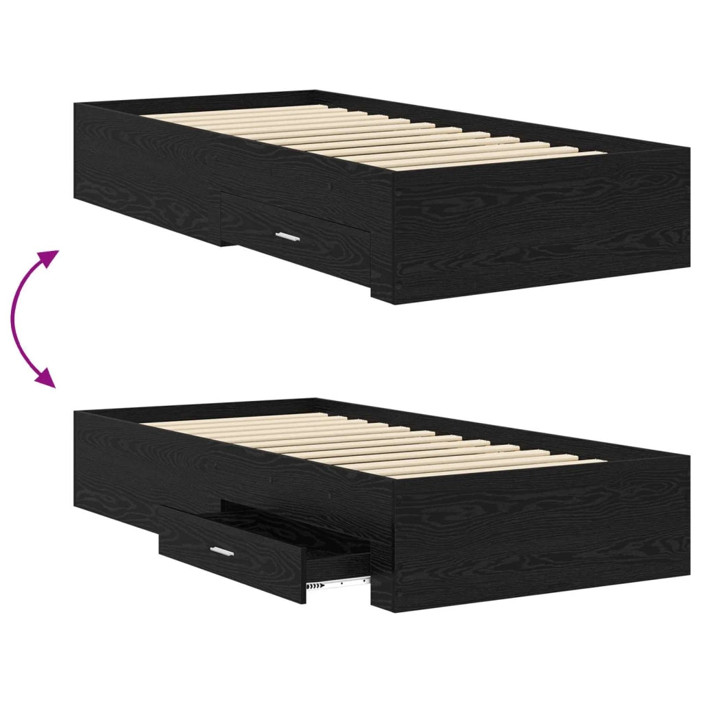 Telaio del letto con storage Rovere Nero 80 x 200 cm 3429531