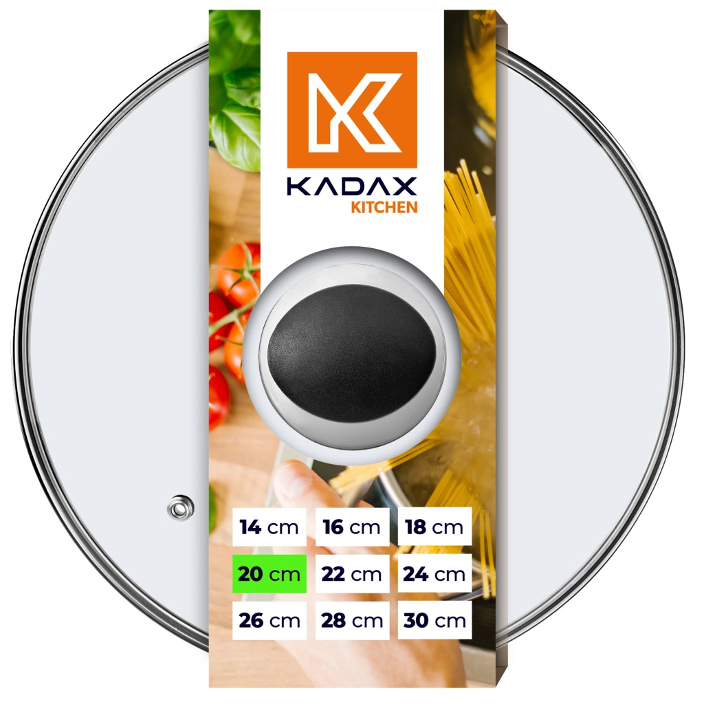 Coperchio in vetro KADAX da 20 cm, universale, resistente al calore, per pentole e padelle.