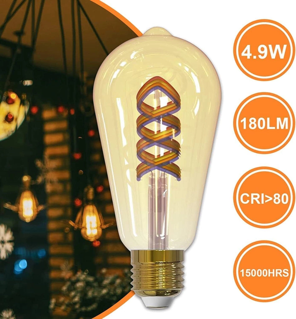 Lampadina Lampada luce Led RGB WIFI Smart E27 App google e Alexa Vintage ST64