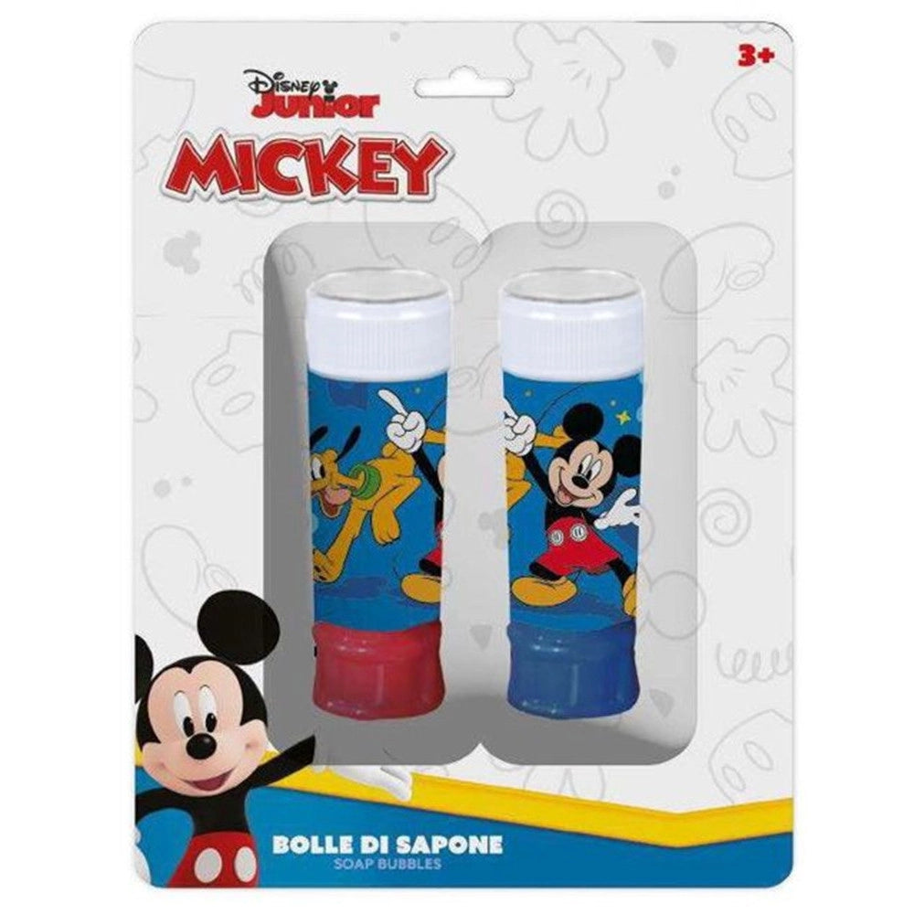 Trade Shop - Set Da 2pz Flacone Bolle Di Sapone Mickey Topolino 60ml Blister Per Gioco Bambini 207995 -