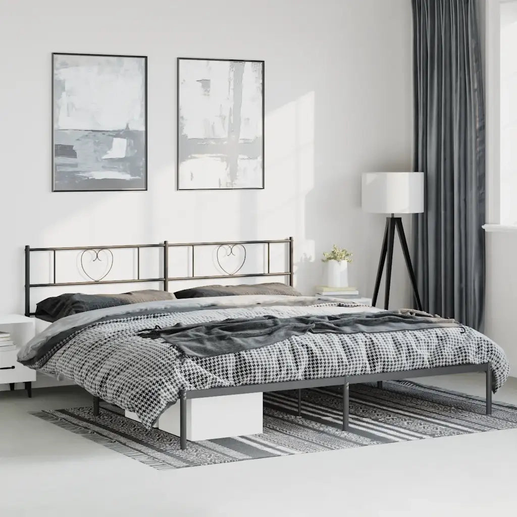 Giroletto con Testiera-Struttura Letto con testiera in Metallo Nero 183x213 cm 501191