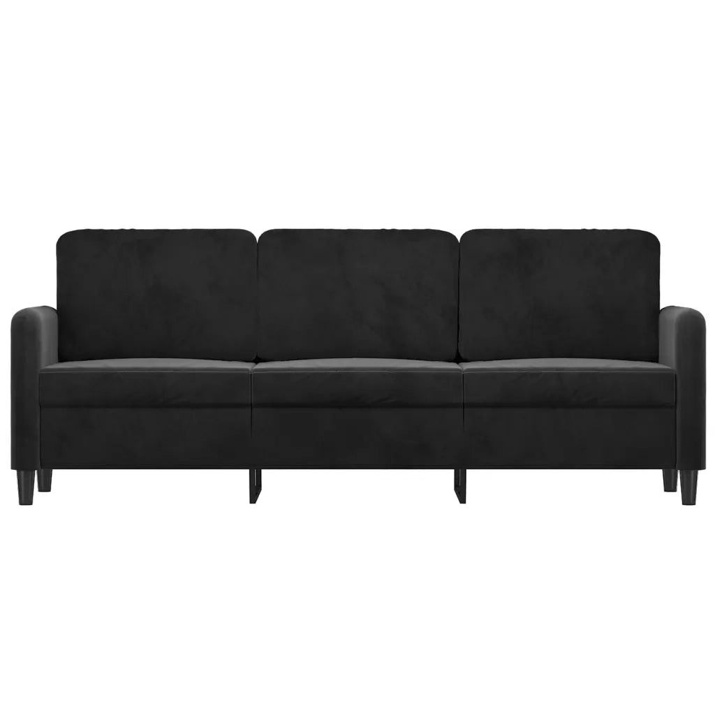 Divano a 3 Posti-Sofa 3 Posti Nero 180 cm in Velluto 181826
