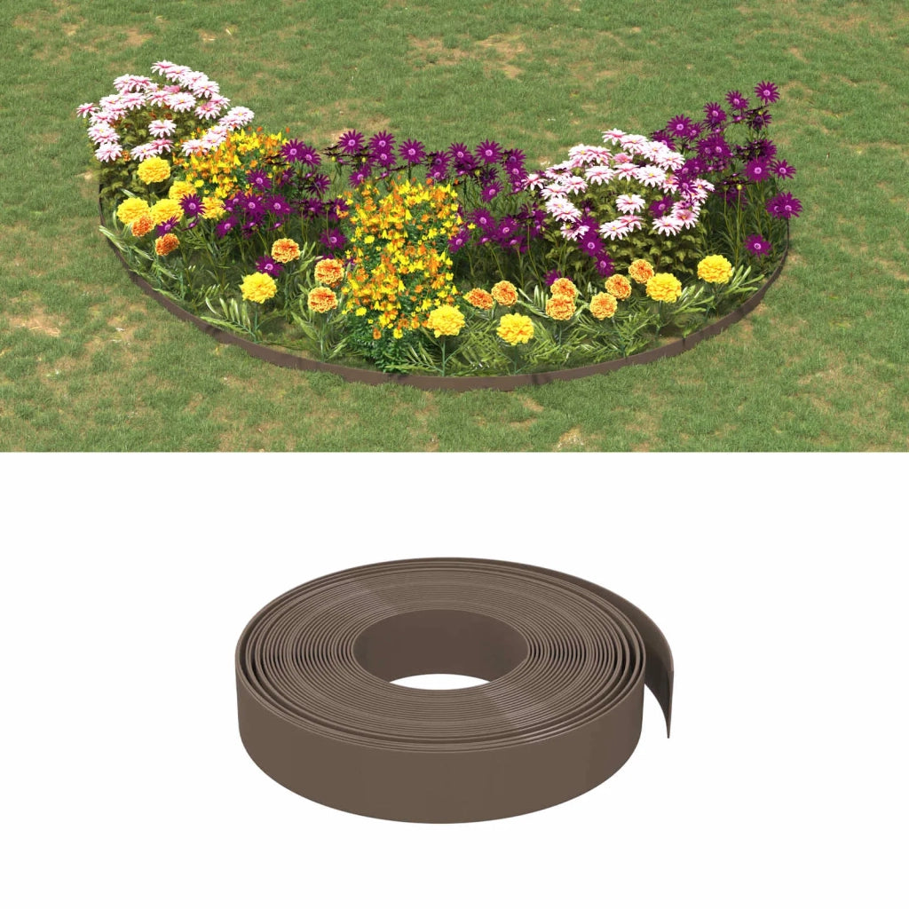 Bordatura per giardino 25 m 10 cm PE Marrone 42036847