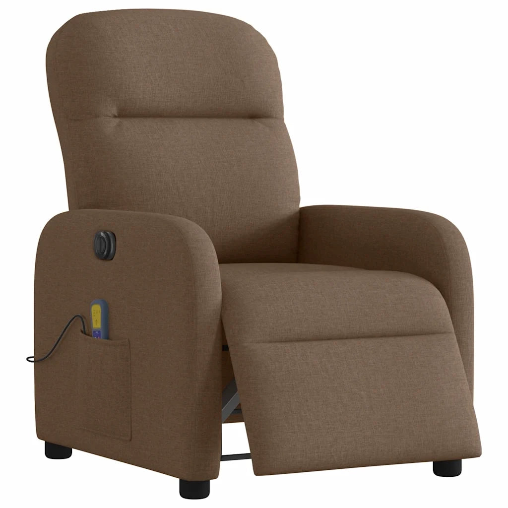 Poltrona Massaggiante | Sedia Relax Reclinabile Elettrica Marrone in Tessuto