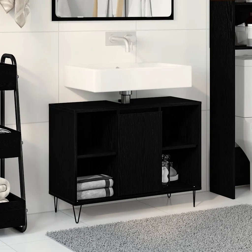 Mobile da Bagno | Armadio da bagno Nero 80 x 33 x 60 cm Legno multistrato